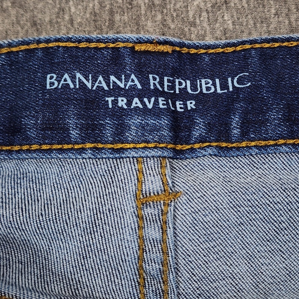 Banana Republic Slim Fit Traveler Jeans 35x32 Mens Blue Stretch Polycotton Faded - Picture 3 of 9
